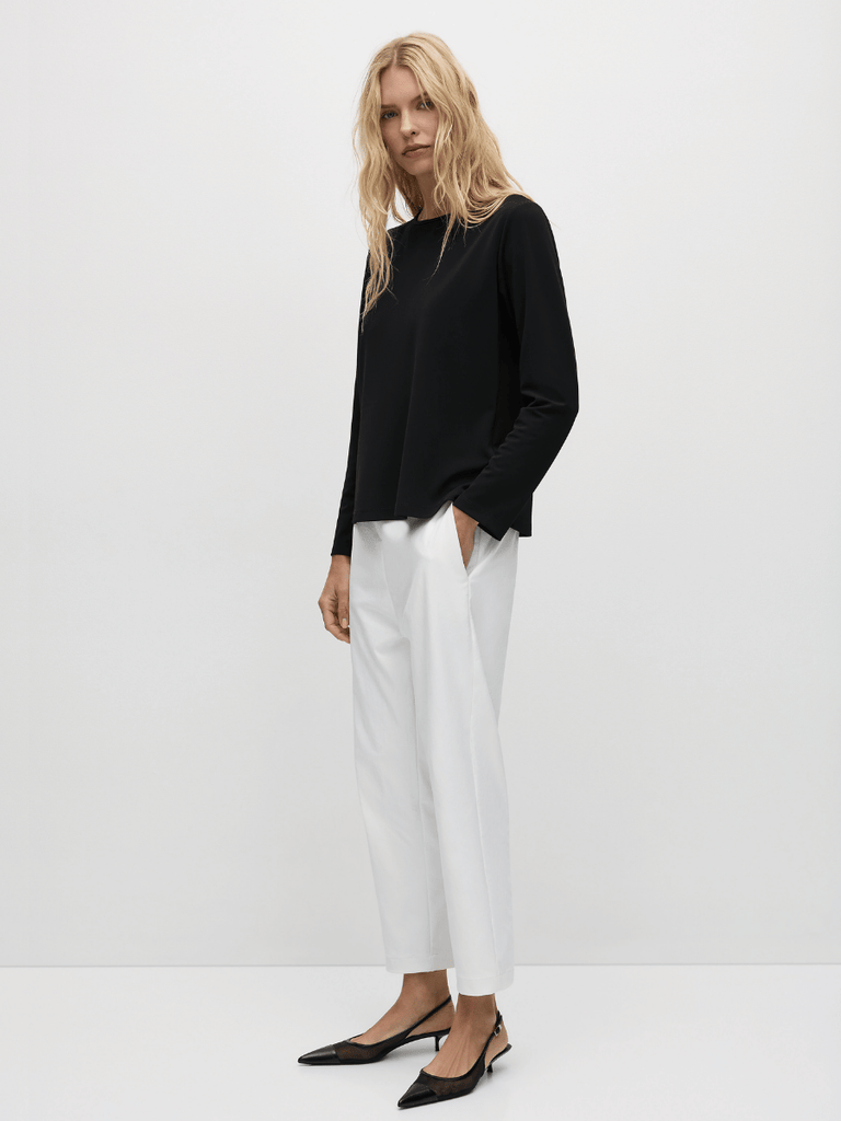 Mela Purdie Long Sleeve Powder Knit Boat Neck Top in Black 8692 Mela Purdie Stockist Online Australia Signature of Double Bay Tops Dresses Elegant Clothing