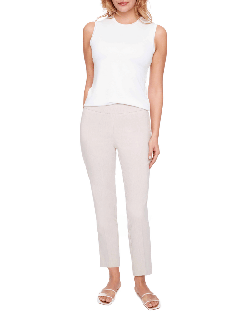 UP! PANTS Tummy Control Linen Effect Techno Ankle Pant in Linen Beige Up Pants Tummy control stockist online Australia flattering body contouring shaping pants high rise waistband signature of double bay Sydney fashion