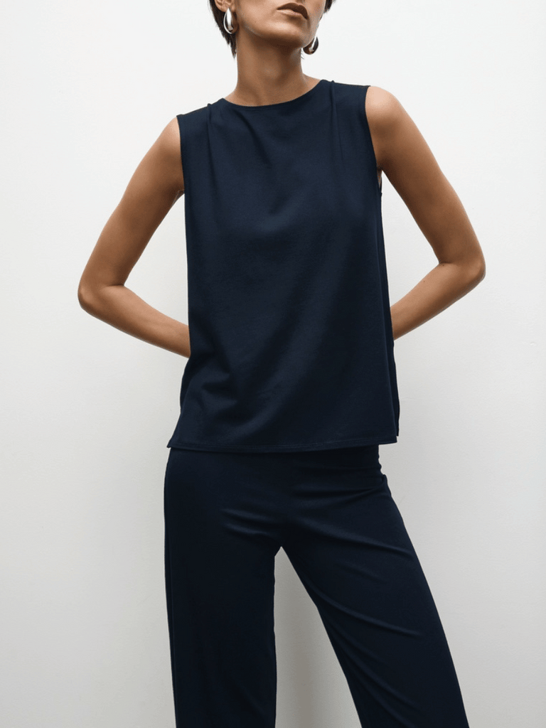 Mela Purdie Sleeveless Singlet Top Palazzo Shell in Navy 284 Mela Purdie Stockist Online Australia Signature of Double Bay Tops Dresses Elegant Clothing