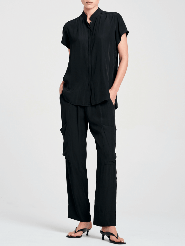 Mela Purdie Soft Stand Shirt in Navy 8629 Mela Purdie Stockist Online Australia Signature of Double Bay Tops Dresses Elegant Clothing