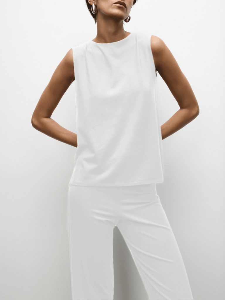 Mela Purdie Sleeveless Singlet Top Palazzo Shell in White 284 Mela Purdie Stockist Online Australia Signature of Double Bay Tops Dresses Elegant Clothing
