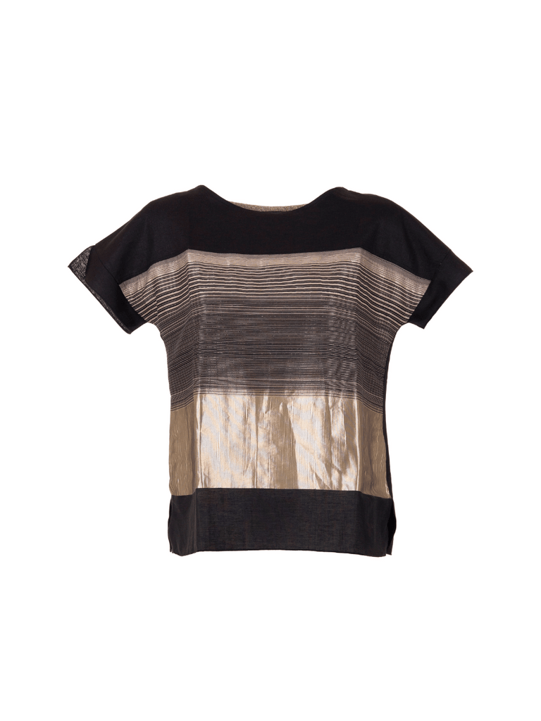 Peruzzi Graded Metallic Stripe Top in Black and Gold 25134 shop peruzzi, peruzzi fashion, peruzzi stockists, peruzzi stockists australia, peruzzi sydney, peruzzi womens clothing