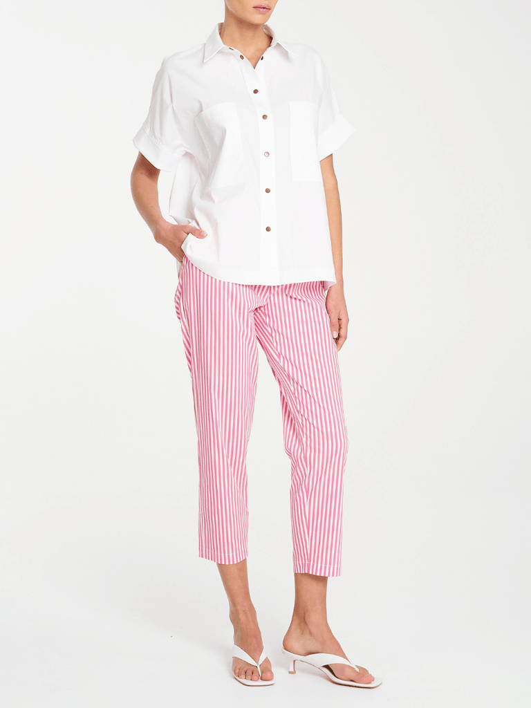 Mela Purdie 7/8 Length Nomad Pant in Hot Pink and White Stripe Microprene Mela Purdie Stockist Online Australia Signature of Double Bay Tops Dresses Elegant Clothing