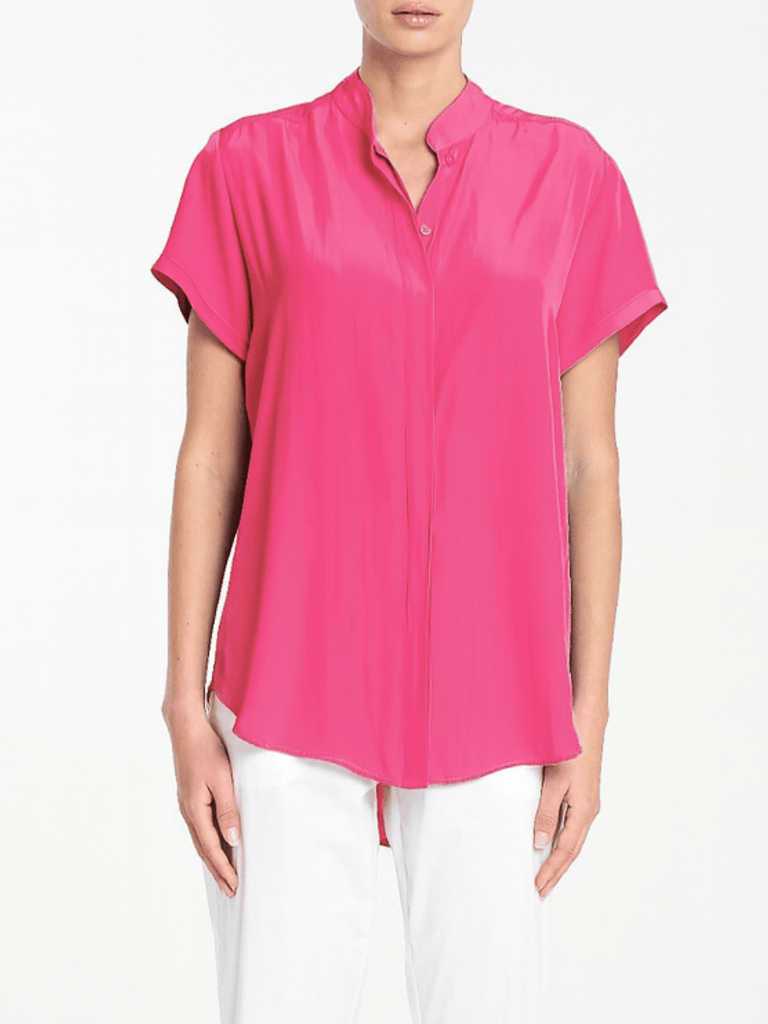 Mela Purdie Soft Stand Shirt in Hot Pink 8629 Mela Purdie Stockist Online Australia Signature of Double Bay Tops Dresses Elegant Clothing