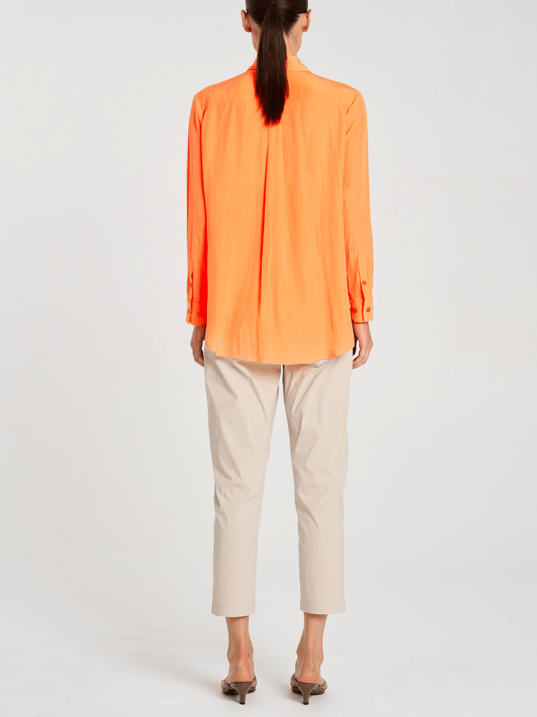 Mela Purdie Long Sleeve Single Pocket Shirt in Orange Peel 7741 Mela Purdie Stockist Online Australia Signature of Double Bay Tops Dresses Elegant Clothing