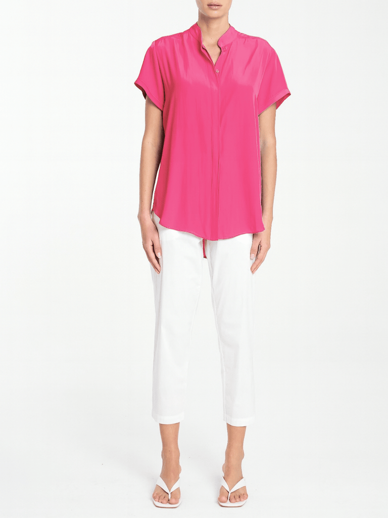 Mela Purdie Soft Stand Shirt in Hot Pink 8629 Mela Purdie Stockist Online Australia Signature of Double Bay Tops Dresses Elegant Clothing