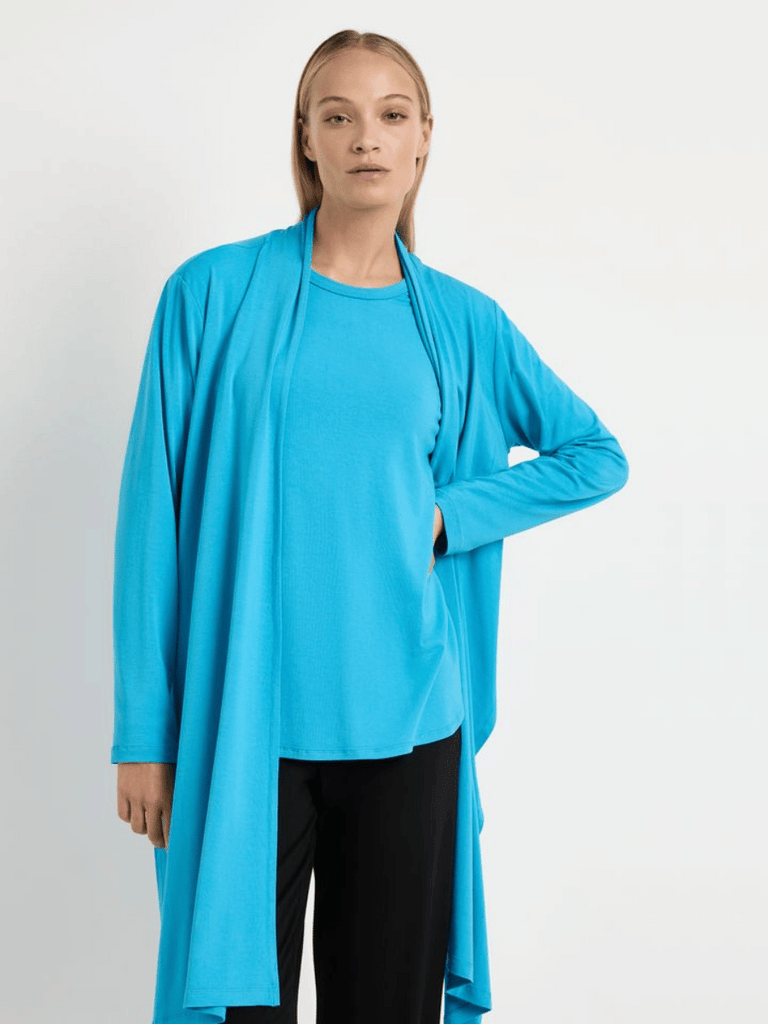 Mela Purdie Studio Top in Jewel Blue 8086 slim fit crew neck top Mela Purdie Stockist Online Australia Signature of Double Bay Tops Dresses Elegant Clothing