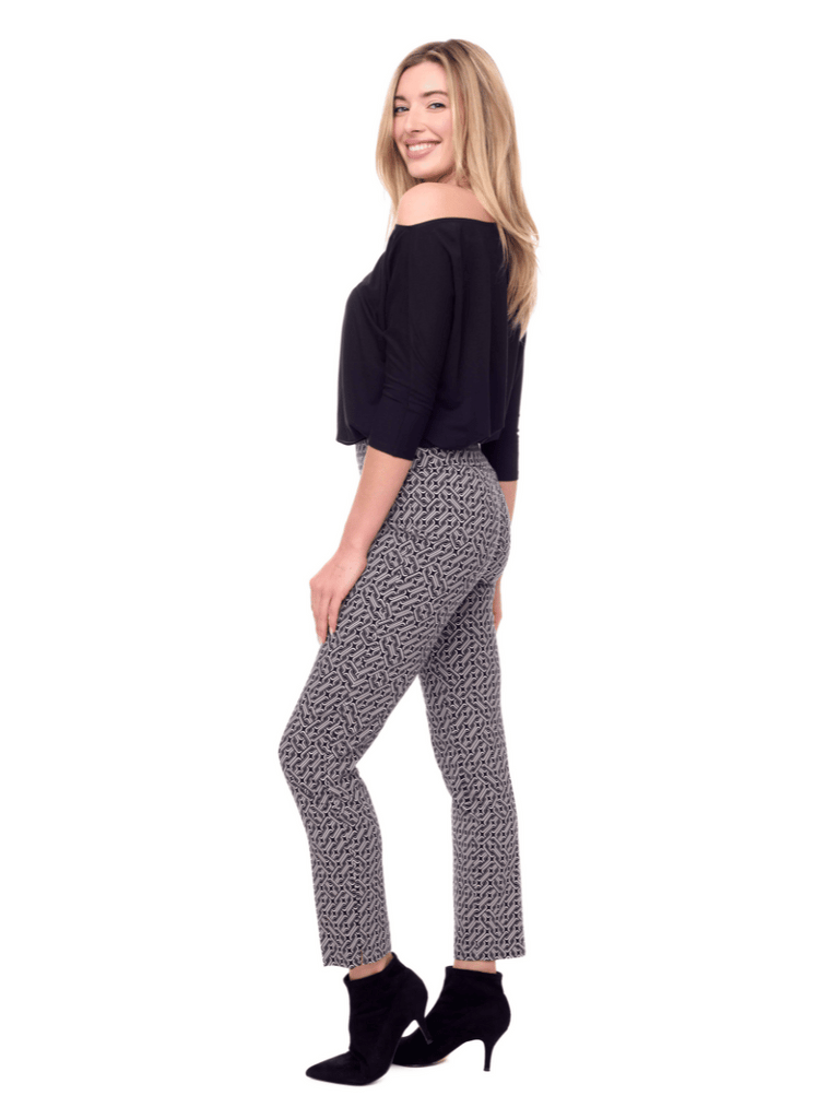 28" Tummy Control Pant in Mod Navy Network Pattern 67918 Up Pants Tummy control stockist online Australia flattering body contouring shaping pants high rise waistband signature of double bay Sydney fashion