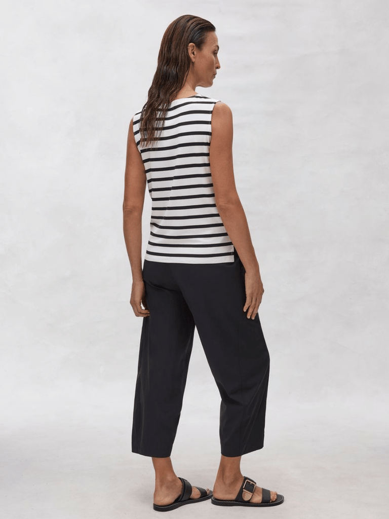 Mela Purdie Sleeveless Singlet Top Palazzo Shell in Black and White Trunk Stripe 284 Mela Purdie Stockist Online Australia Signature of Double Bay Tops Dresses Elegant Clothing