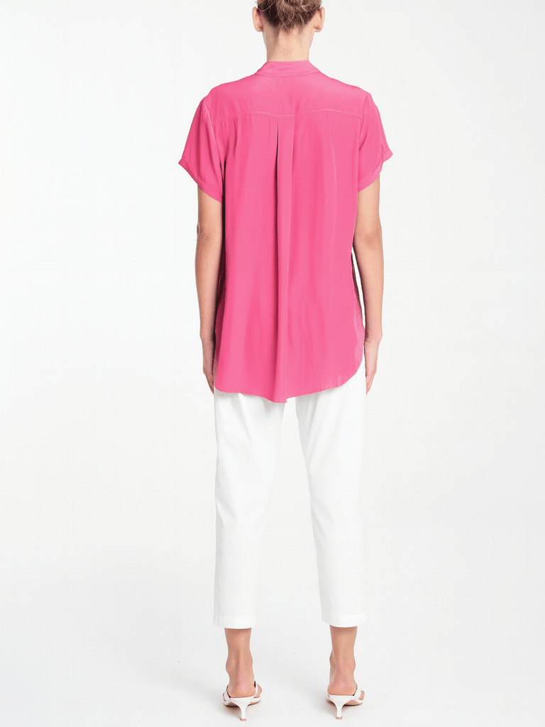Mela Purdie Soft Stand Shirt in Hot Pink 8629 Mela Purdie Stockist Online Australia Signature of Double Bay Tops Dresses Elegant Clothing