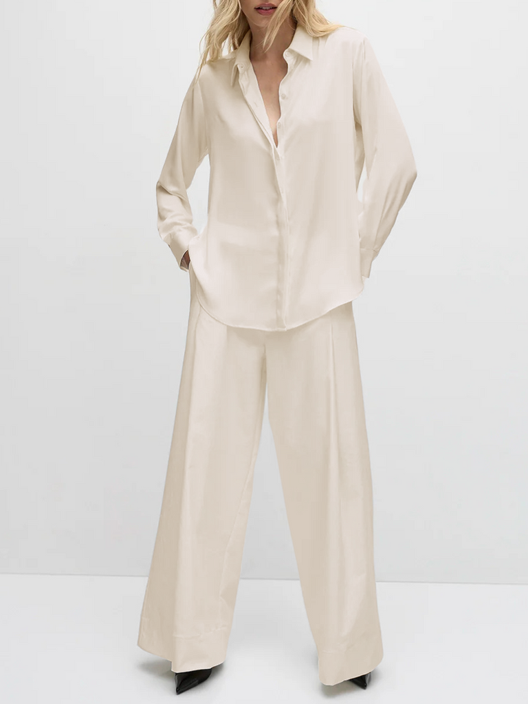 Mela Purdie Concealed Placket Soft Shirt with Curved Hem in Meringue Beige Mela Purdie Stockist Online Australia Signature of Double Bay Tops Dresses Elegant Clothing