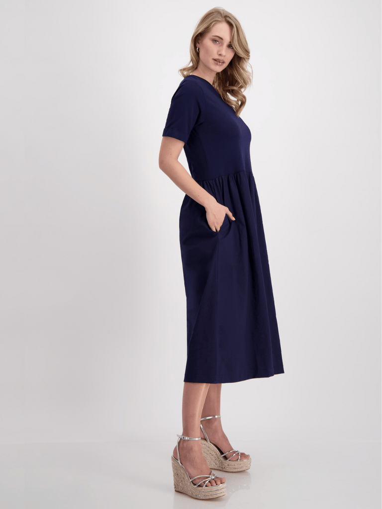 Monari Short Sleeve Dress in Navy Discover the Elegant Monari Collection at Signature of Double Bay, Shop Stylish Knitwear, Dresses, and Tops Online from Sydney's Premier Mature Fashion Boutique