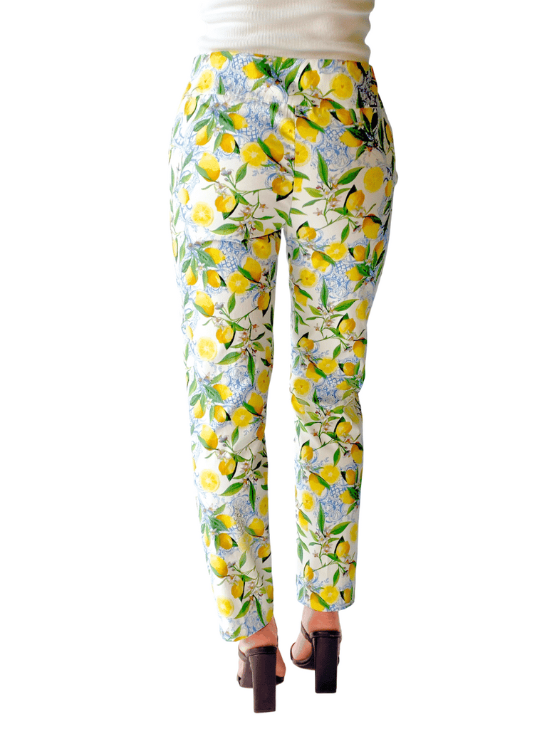 UP! PANTS Tummy Control Ankle Pant 28" Pant in Sicily Lemon Print 68764 Up Pants Tummy control stockist online Australia flattering body contouring shaping pants high rise waistband signature of double bay Sydney fashion