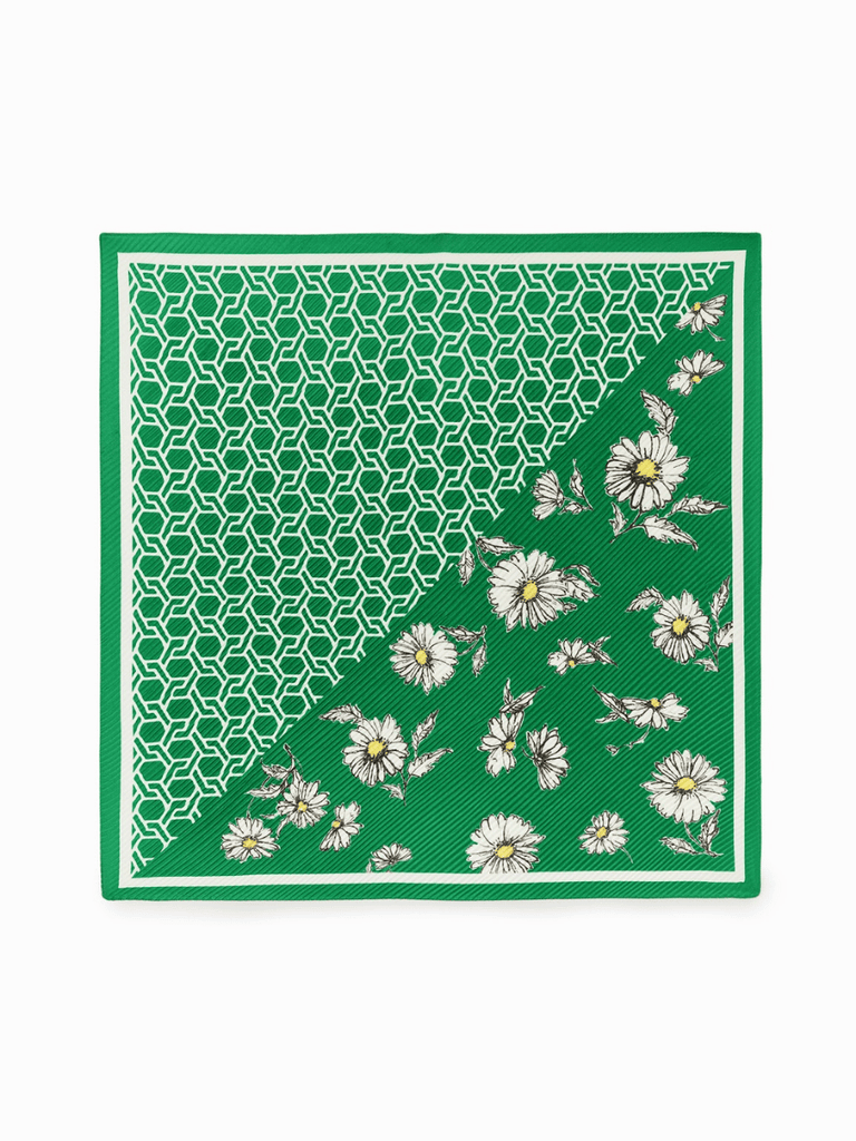 Desigual Square Scarf in Green Floral Chain Print 24SAWA34 Desigual Stockist Online Signature of Double Bay European Spanish Fashion Mature Fashion jackets Blazers dresses shirts