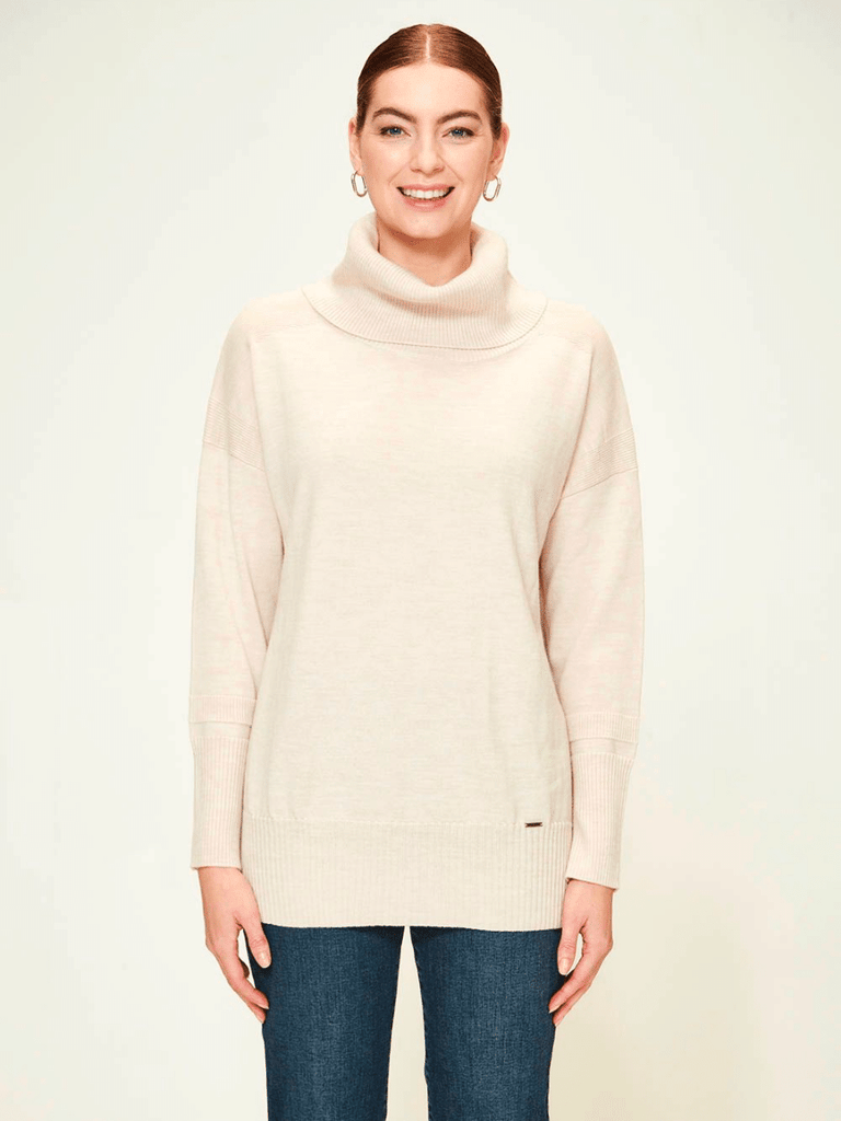 VERGE Remi Roll Neck Sweater in Oatmeal 9047 Verge Stockist Online Australia Signature of Double Bay Mature Fashion Acrobat Flattering