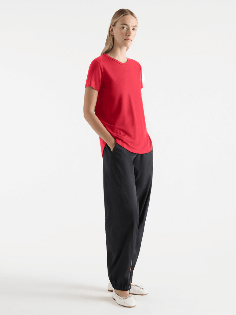 Mela Purdie Short Sleeve Crew Neck Studio T in Geranium 8106 Mela Purdie Stockist Online Australia Signature of Double Bay Tops Dresses Elegant Clothing