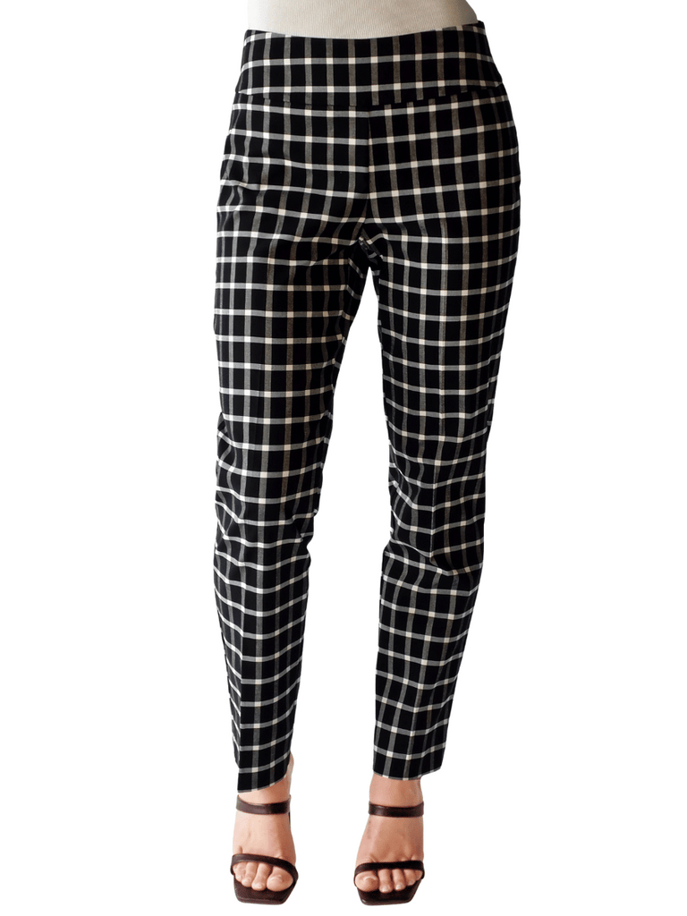 UP! PANTS Tummy Control Slimming Techno Ankle Pant in Black and White Window Print Up Pants Tummy control stockist online Australia flattering body contouring shaping pants high rise waistband signature of double bay Sydney fashion