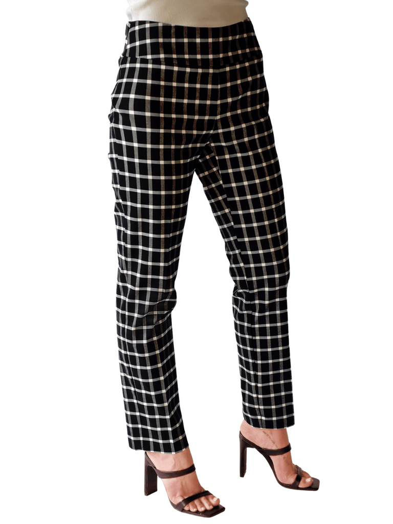 UP! PANTS Tummy Control Slimming Techno Ankle Pant in Black and White Window Print Up Pants Tummy control stockist online Australia flattering body contouring shaping pants high rise waistband signature of double bay Sydney fashion