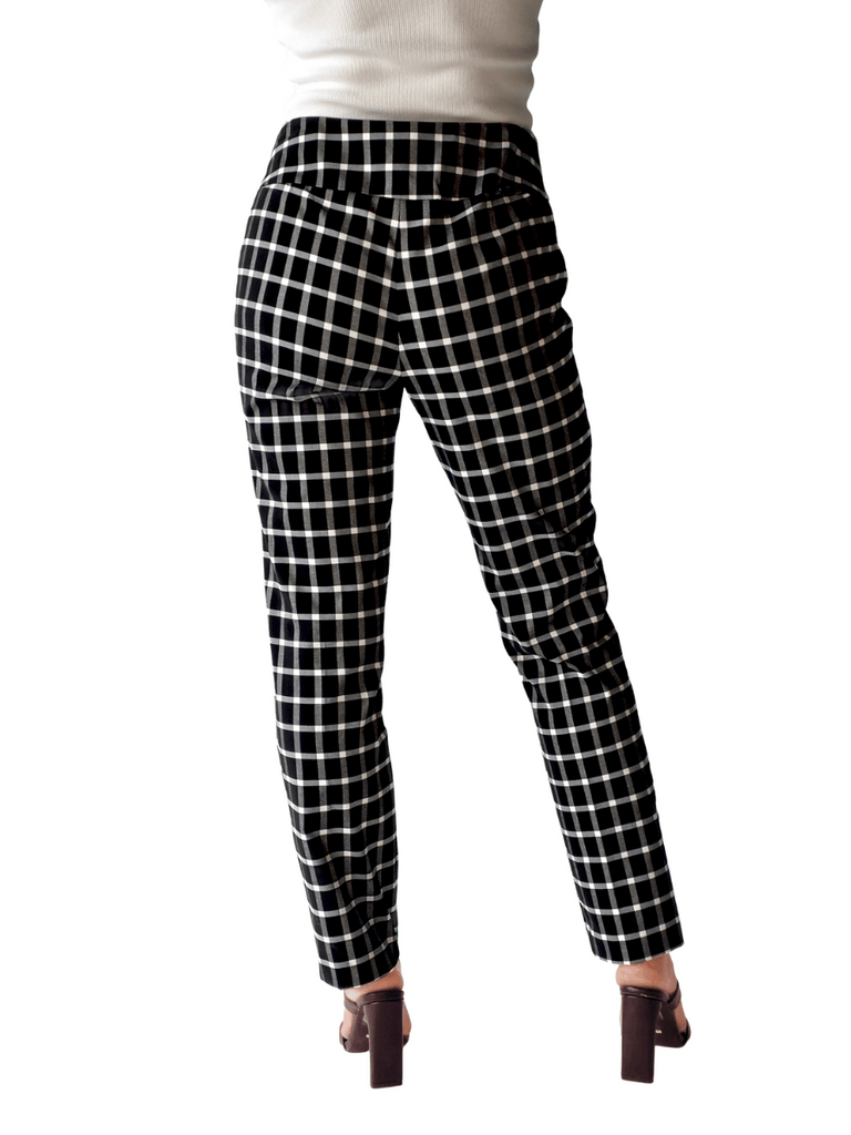 UP! PANTS Tummy Control Slimming Techno Ankle Pant in Black and White Window Print Up Pants Tummy control stockist online Australia flattering body contouring shaping pants high rise waistband signature of double bay Sydney fashion