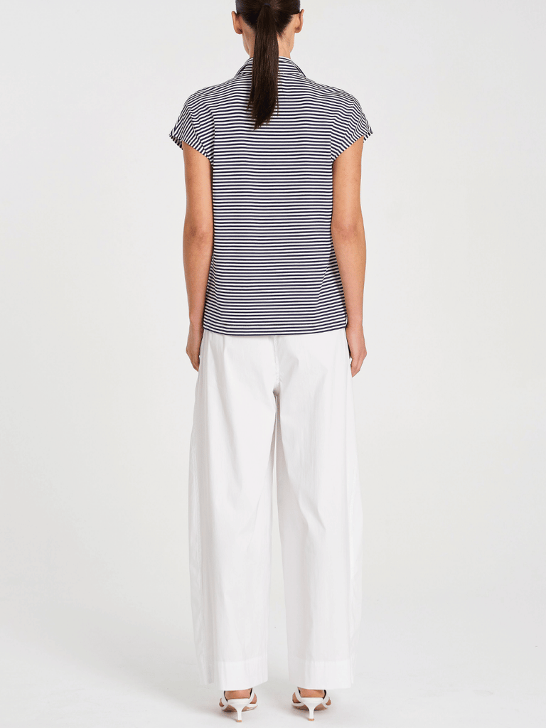 Mela Purdie Henley Tank in Navy and White Stripe 8755 Mela Purdie Stockist Online Australia Signature of Double Bay Tops Dresses Elegant Clothing