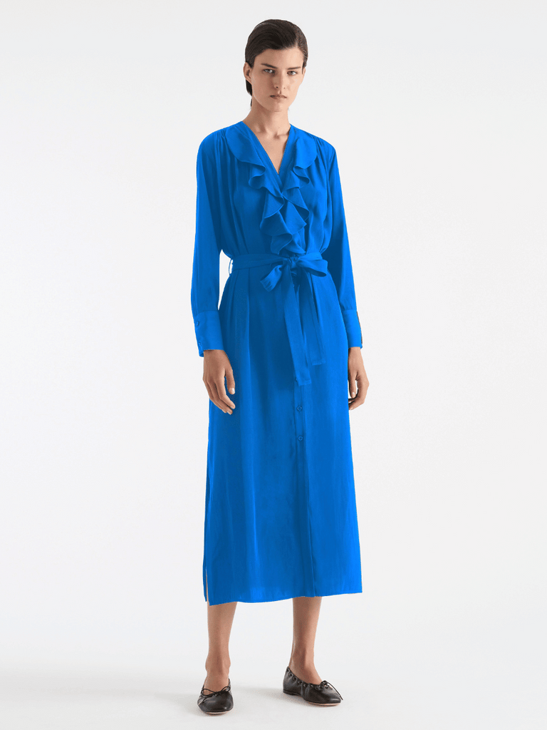 Mela Purdie Billow Dress in Topaz Blue 3256 Mela Purdie Stockist Online Australia Signature of Double Bay Tops Dresses Elegant Clothing