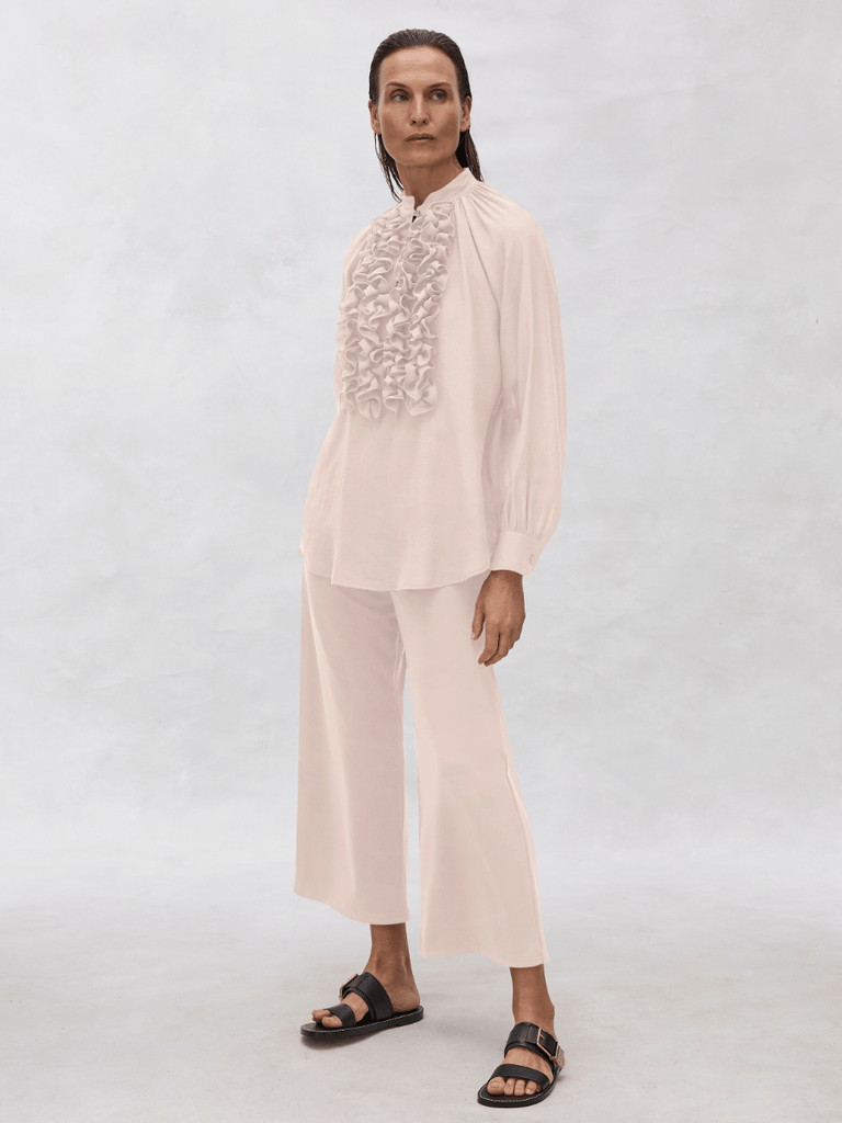 Mela Purdie Praline Blouse in Nougat Vapour Fabric 8473 Mela Purdie Stockist Online Australia Signature of Double Bay Tops Dresses Elegant Clothing