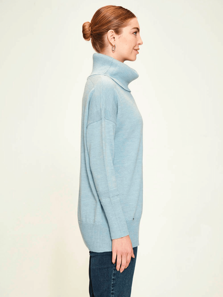 VERGE Remi Roll Neck Sweater in Sky blue marle 9047 Verge Stockist Online Australia Signature of Double Bay Mature Fashion Acrobat Flattering