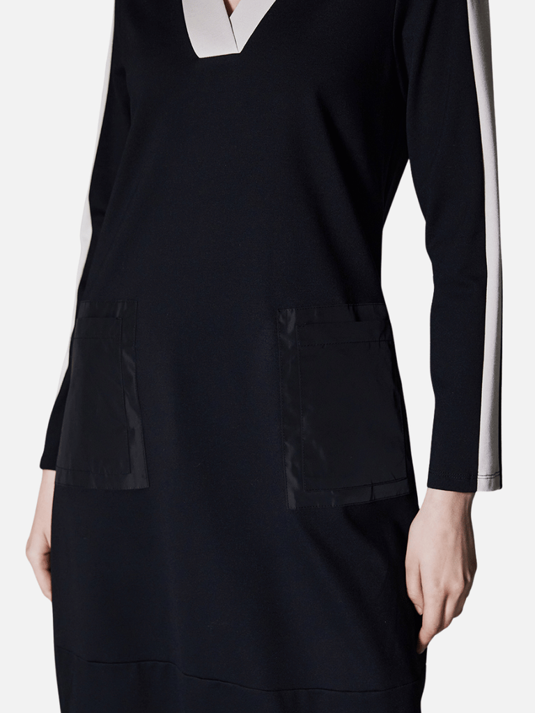 Peruzzi Side Stripe Long Sleeve Dress Black 146 – Signature of Double Bay