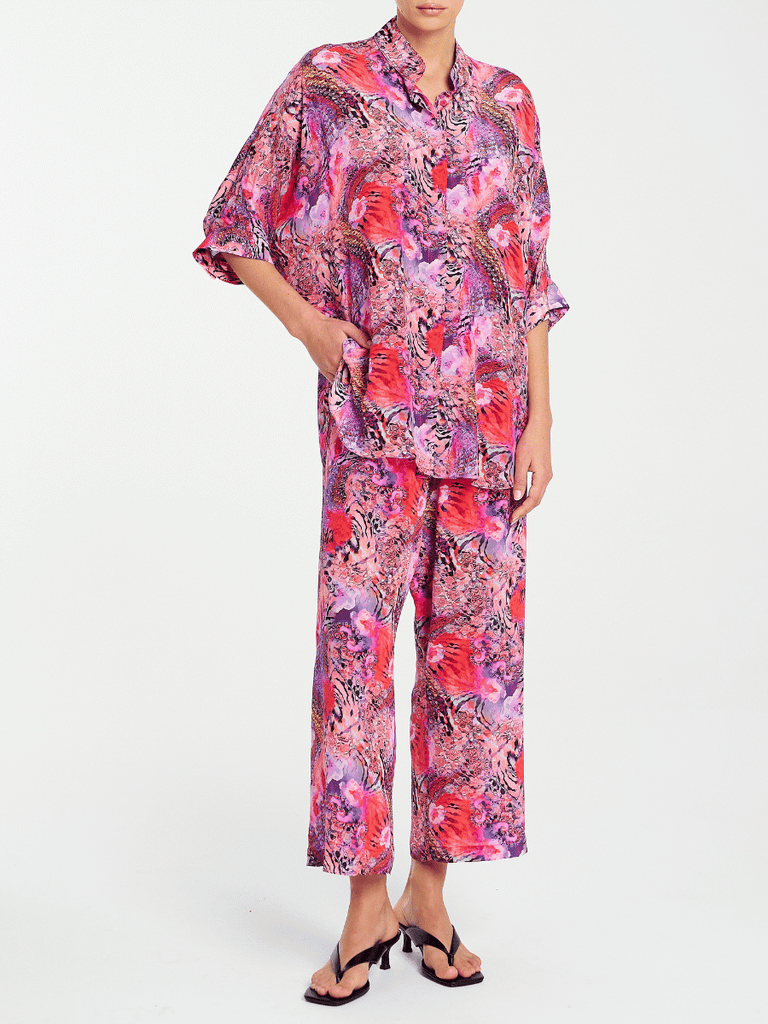Mela Purdie Wide Leg Pace Pant in Kaleidoscope Print Silk 1740 Mela Purdie Stockist Online Australia Signature of Double Bay Tops Dresses Elegant Clothing