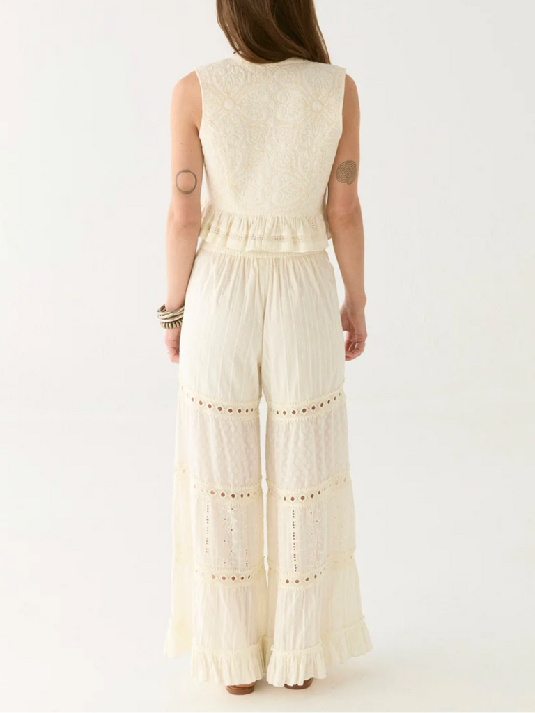 Maison Hotel Sandro Quilted Cotton Embroidered Vest in Tesela Ivory Shop Maison Hotel online store shirts pants and dresses in Sydney Australia official stockist Maison Hotel buy Bohemian french style clothing with hand embroidery and vintage style