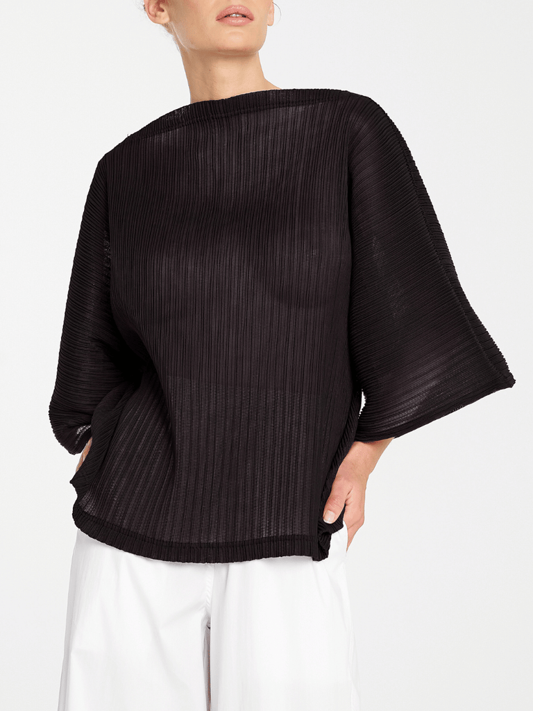Mela Purdie Miso Shell Top in Black Pleated Chiffon 8878 Mela Purdie Stockist Online Australia Signature of Double Bay Tops Dresses Elegant Clothing