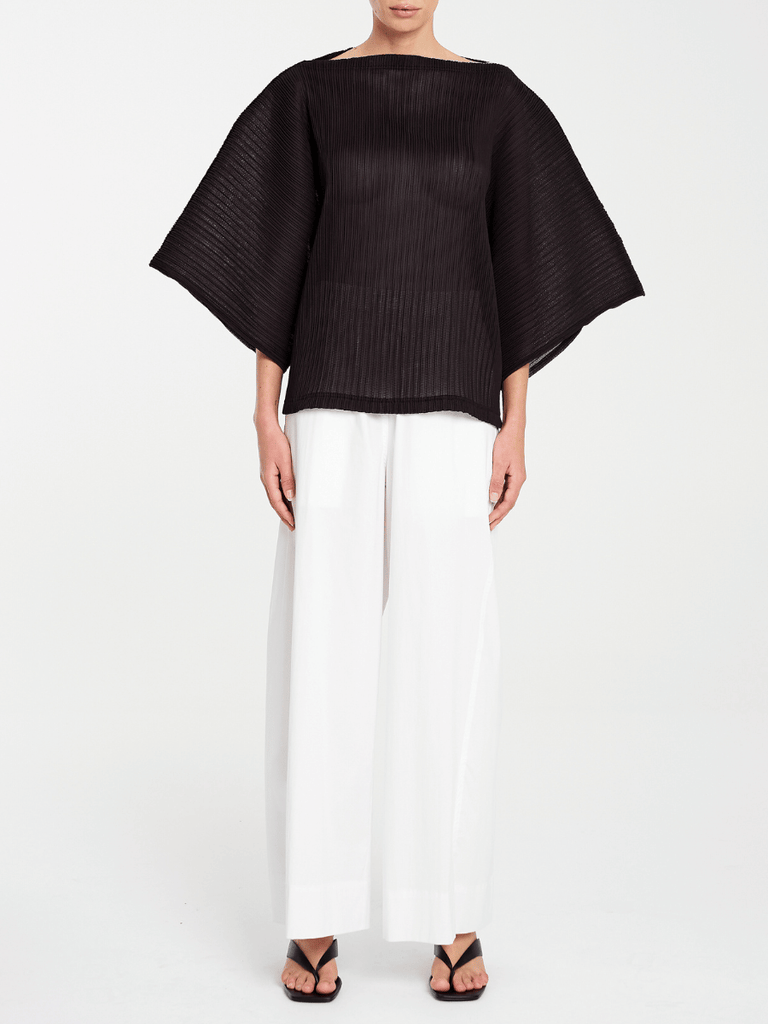 Mela Purdie Miso Shell Top in Black Pleated Chiffon 8878 Mela Purdie Stockist Online Australia Signature of Double Bay Tops Dresses Elegant Clothing