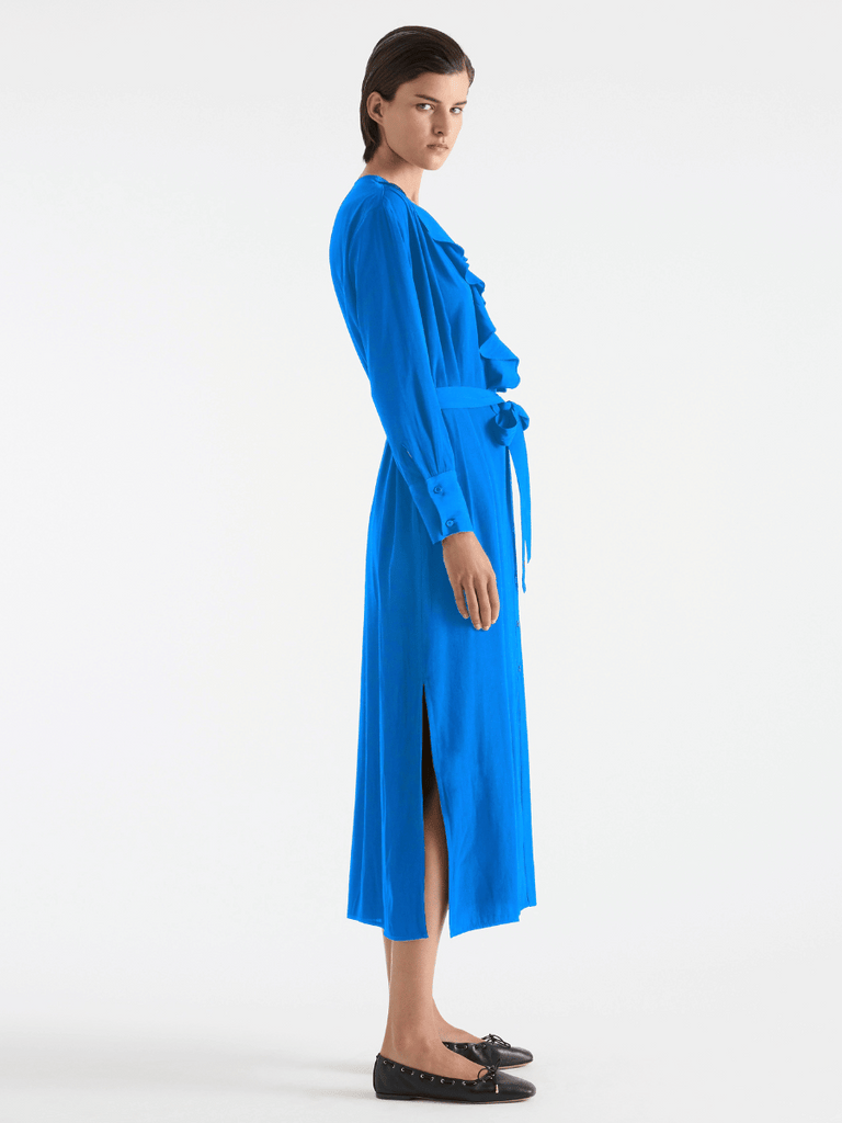 Mela Purdie Billow Dress in Topaz Blue 3256 Mela Purdie Stockist Online Australia Signature of Double Bay Tops Dresses Elegant Clothing