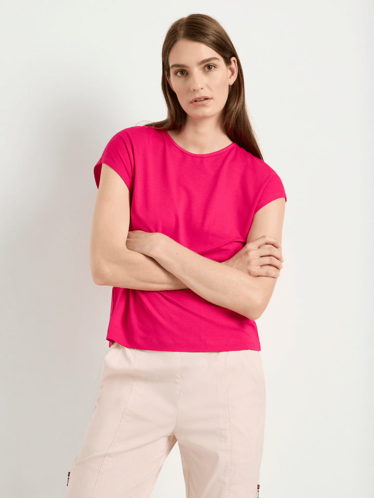 Mela Purdie Slim Shell Top in Cerise Pink 8498 Mela Purdie Stockist Online Australia Signature of Double Bay Tops Dresses Elegant Clothing