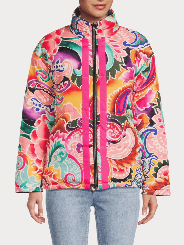 Johnny Was Pia Reversible Puffer Jacket in Antique Flower Shop Johnny Was Stockist Sydney Australia Boho Chic Clothing, Embroidered Dresses, and Unique Tops at Signature of Double Bay