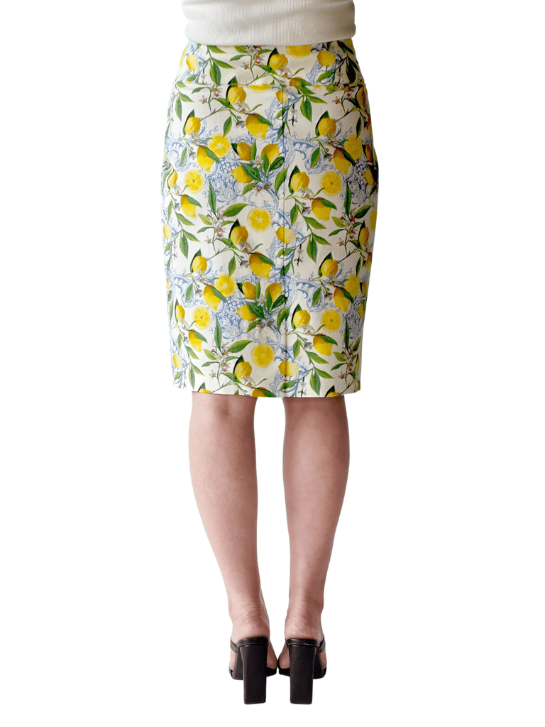 UP! PANTS Tummy Control 22" Skirt in Sicily Lemon Print Up Pants Tummy control stockist online Australia flattering body contouring shaping pants high rise waistband signature of double bay Sydney fashion