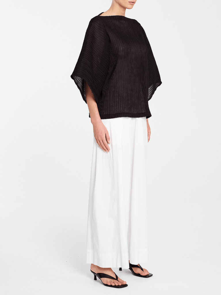Mela Purdie Miso Shell Top in Black Pleated Chiffon 8878 Mela Purdie Stockist Online Australia Signature of Double Bay Tops Dresses Elegant Clothing