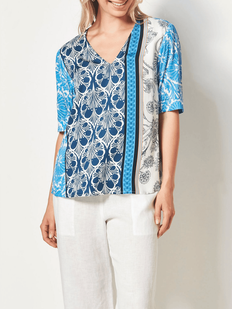 VERGE Imagine Print Top 9404 Verge Stockist Online Australia Signature of Double Bay Mature Fashion Acrobat Flattering