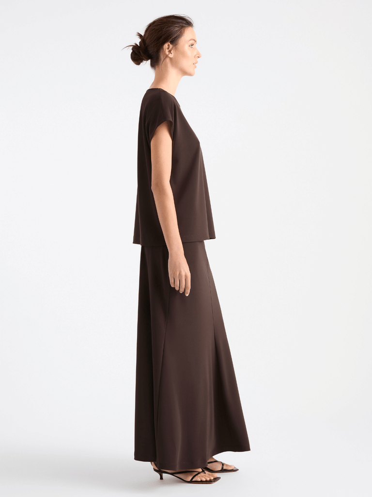 Mela Purdie Cap Sleeve Relaxed Fit Cap Shell Top in Java Brown 8365 Mela Purdie Stockist Online Australia Signature of Double Bay Tops Dresses Elegant Clothing