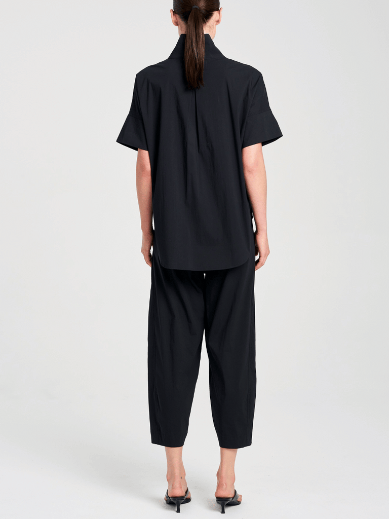 Mela Purdie Short Sleeve Half Zip Shirt in French Navy 8572 Mela Purdie Stockist Online Australia Signature of Double Bay Tops Dresses Elegant Clothing