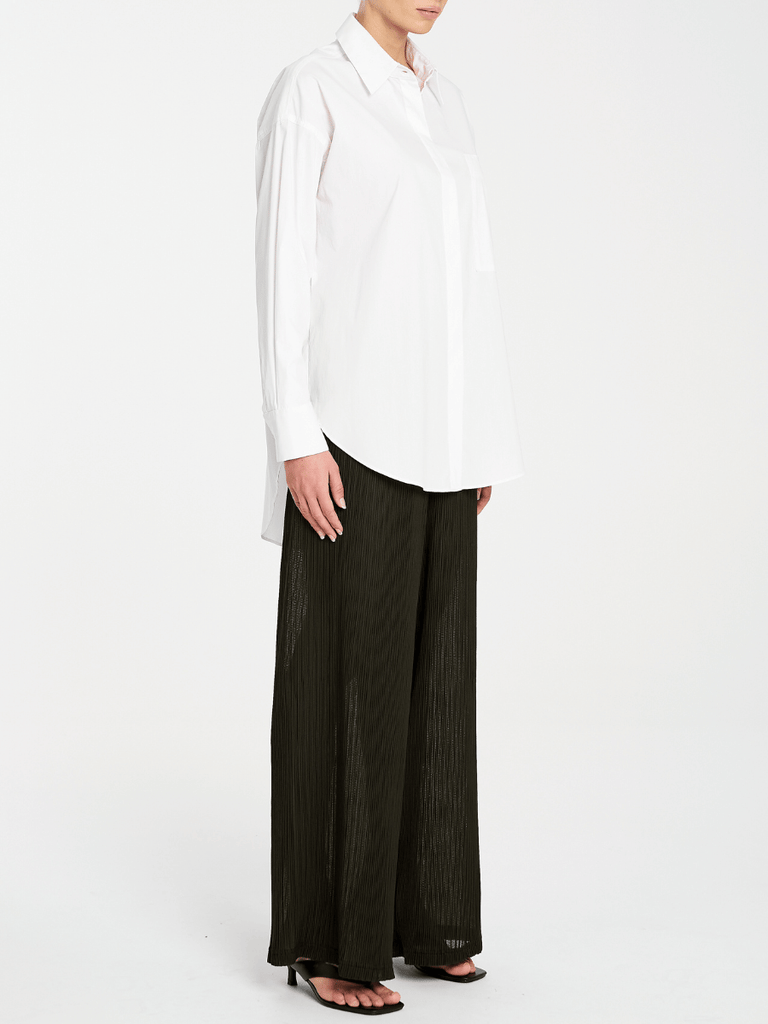 Mela Purdie Full Length Straight Leg Miso Pant in Black Pleated Chiffon 1957 Mela Purdie Stockist Online Australia Signature of Double Bay Tops Dresses Elegant Clothing