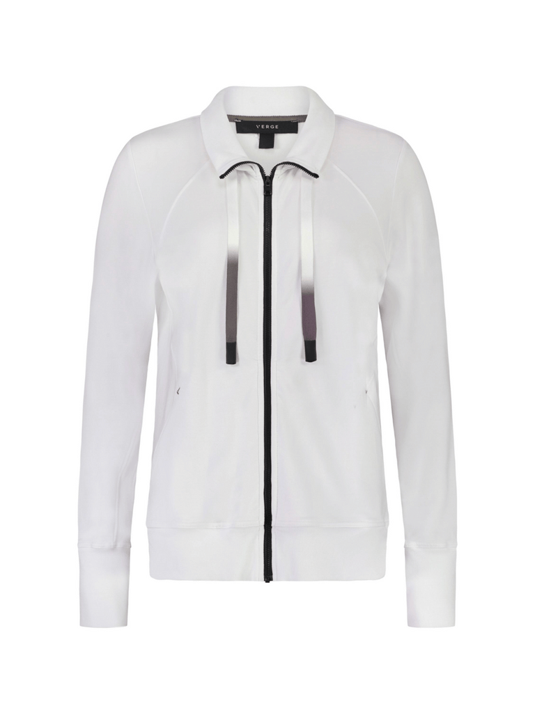 VERGE Spy Sweat Jacket in White 8671 Verge Stockist Online Australia Signature of Double Bay Mature Fashion Acrobat Flattering