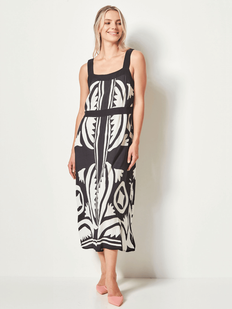 VERGE Lunar Print Dress 9410 Verge Stockist Online Australia Signature of Double Bay Mature Fashion Acrobat Flattering