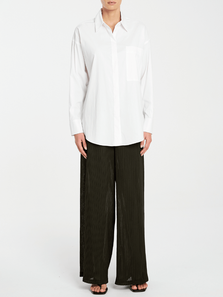 Mela Purdie Full Length Straight Leg Miso Pant in Black Pleated Chiffon 1957 Mela Purdie Stockist Online Australia Signature of Double Bay Tops Dresses Elegant Clothing