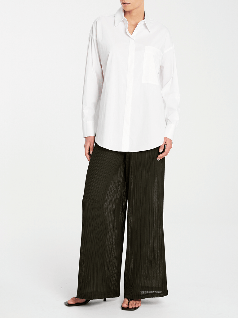 Mela Purdie Full Length Straight Leg Miso Pant in Black Pleated Chiffon 1957 Mela Purdie Stockist Online Australia Signature of Double Bay Tops Dresses Elegant Clothing