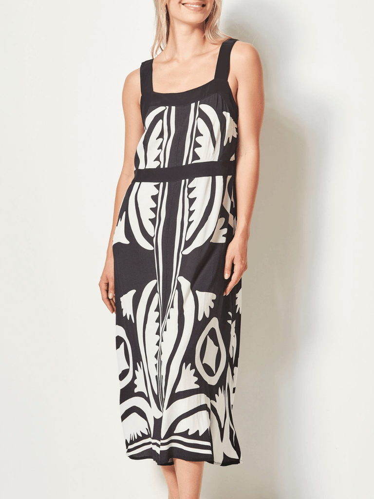 VERGE Lunar Print Dress 9410 Verge Stockist Online Australia Signature of Double Bay Mature Fashion Acrobat Flattering