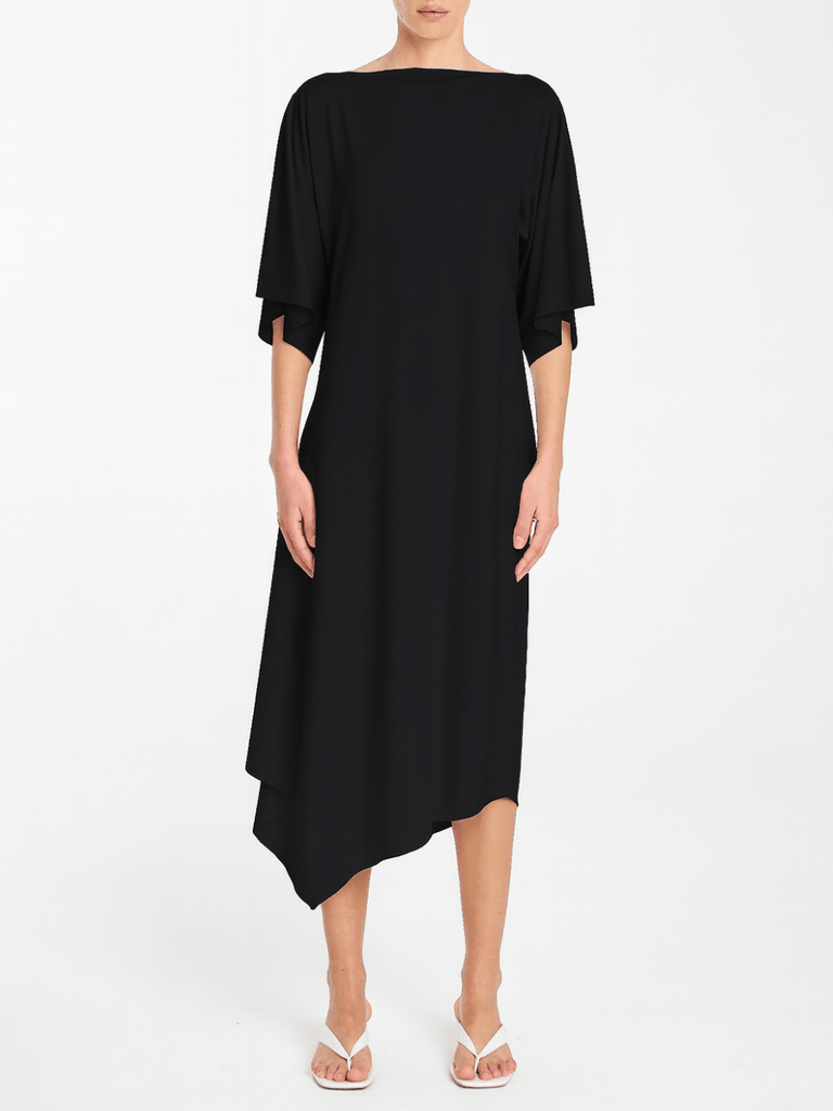 Mela Purdie Slant Midi Dress in Black 3024 Mela Purdie Stockist Online Australia Signature of Double Bay Tops Dresses Elegant Clothing