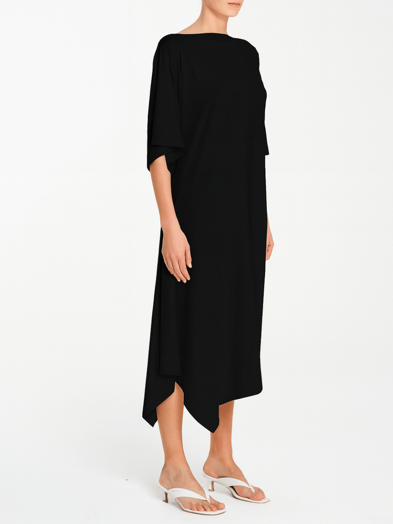 Mela Purdie Slant Midi Dress in Black 3024 Mela Purdie Stockist Online Australia Signature of Double Bay Tops Dresses Elegant Clothing
