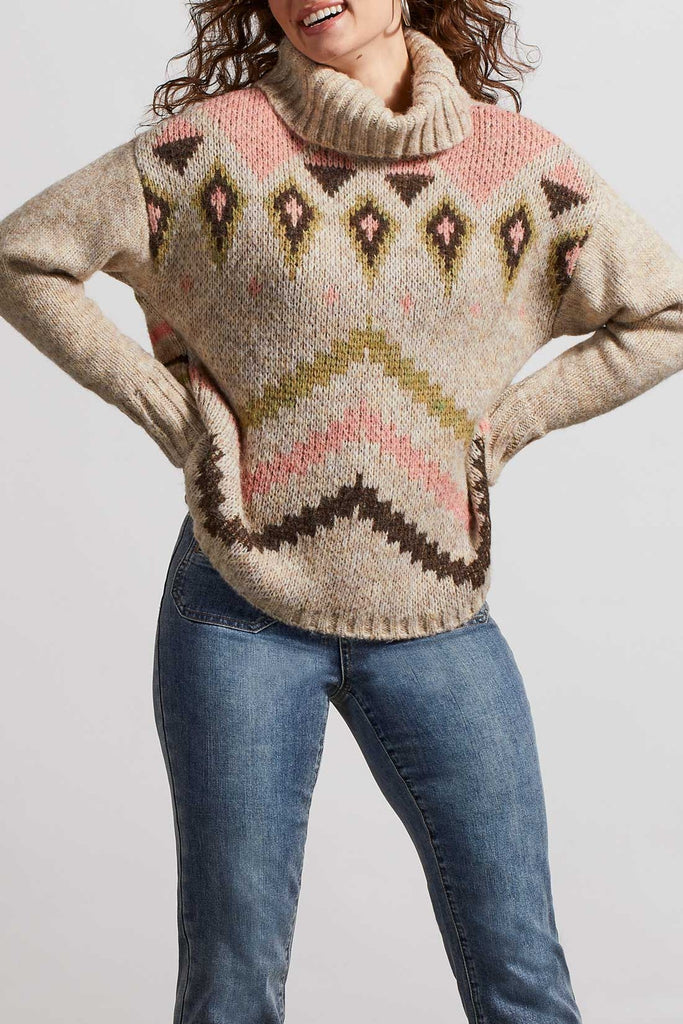 Tribal Fashion High Turtle neck Sweater - Oatmeal 4883