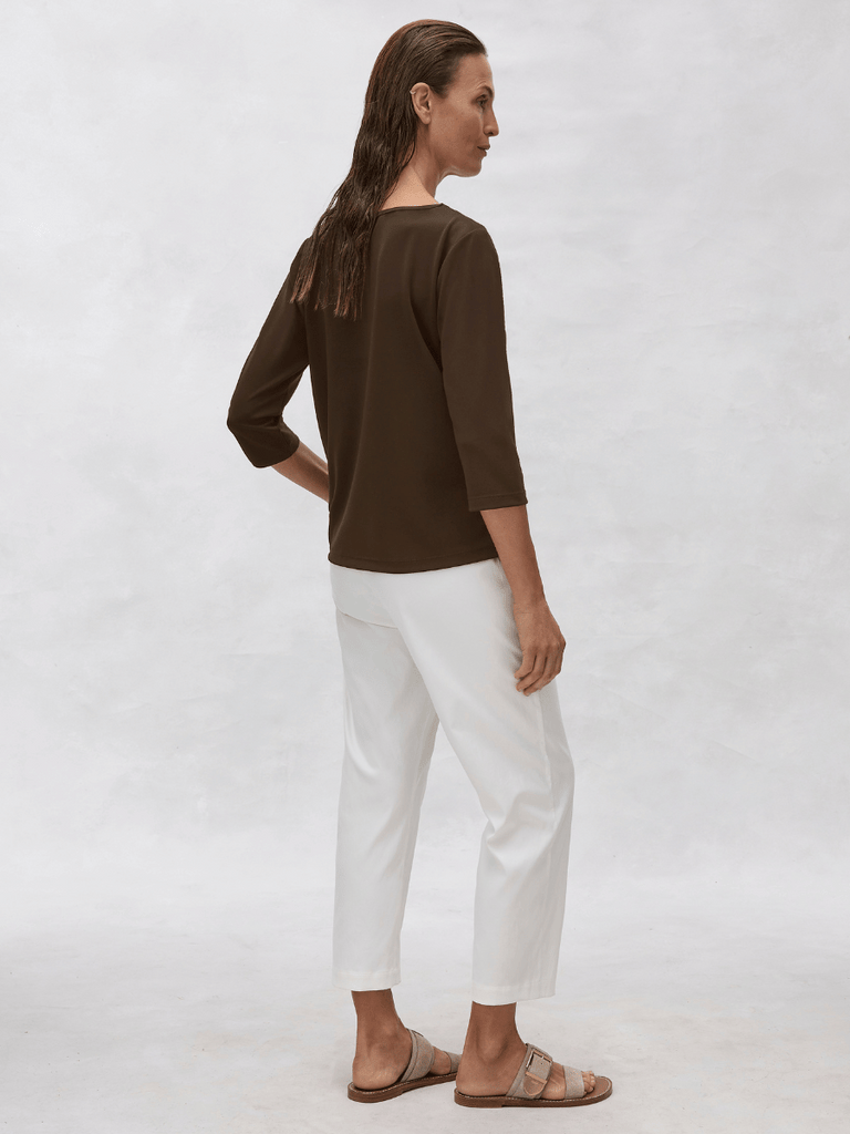 Mela Purdie Powder Boat Neck Top in Java Brown 8577 Mela Purdie Stockist Online Australia Signature of Double Bay Tops Dresses Elegant Clothing